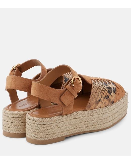 Ulla Johnson Brown Espadrille-Sandalen Elsa Aus Veloursleder Mit Leder