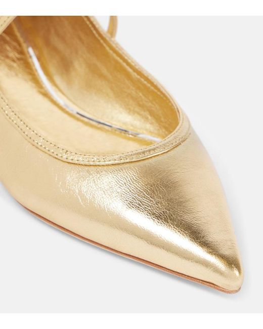 Tory Burch Natural Metallic Leather Mary Jane Flats