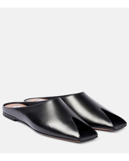Alaïa Black Leather Slippers