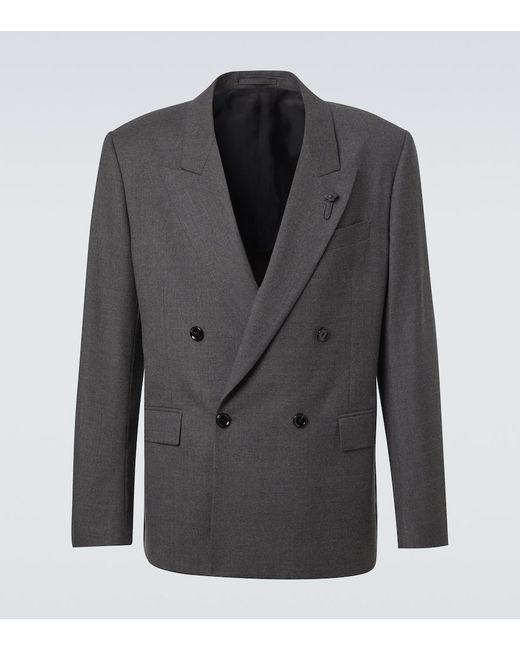 Lardini Black Double-Breasted Wool Blazer for men