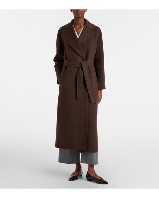 Max Mara Brown Poldo Virgin Wool Wrap Coat