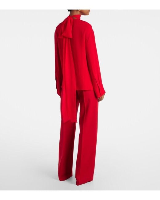 Valentino Red Wool And Silk Georgette Shirt