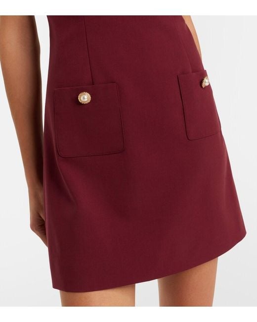 Self-Portrait Red Lace-Trimmed Crepe Minidress