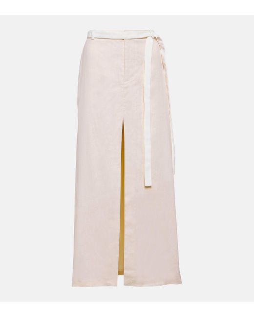 Sir. The Label White Dune Mid-rise Linen-blend Maxi Skirt