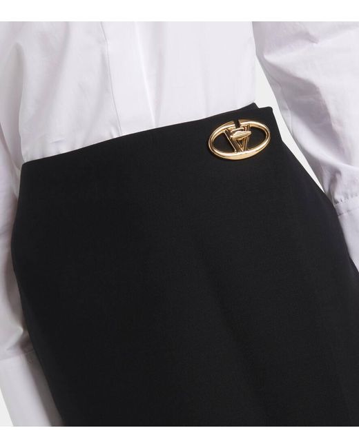 Valentino Black Maxirock Vlogo Locker Aus Crepe Couture