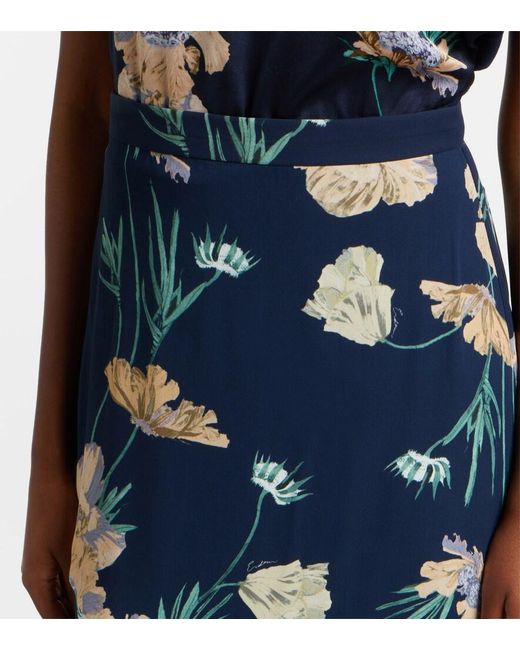 Erdem Blue Floral Midi Skirt