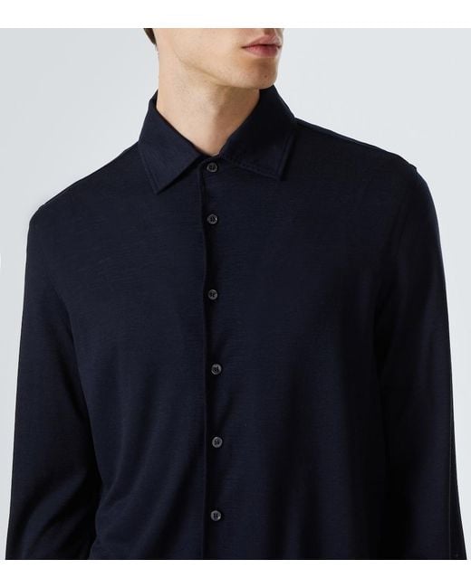 Rubinacci Blue Wool Shirt for men