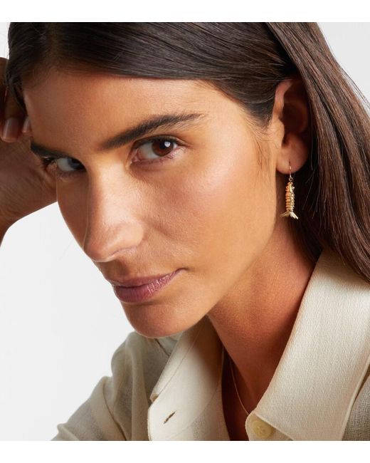 Sydney Evan White Moving Fish 14Kt Earrings With Diamonds