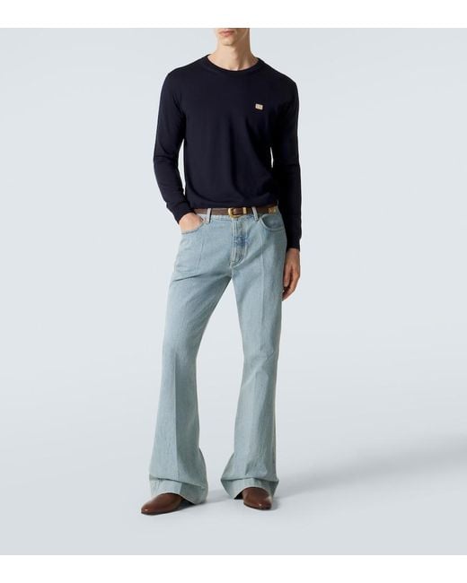 Valentino Blue Vlogo Virgin Wool Sweater for men
