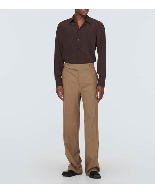 Camicia in seta di Dolce & Gabbana in Brown da Uomo