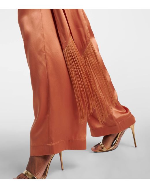 ‎Taller Marmo Orange Verdi Silk Satin Wide-Leg Pants