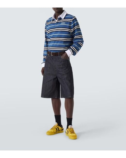 Lanvin Yellow Clay Leather-Trimmed Sneakers for men