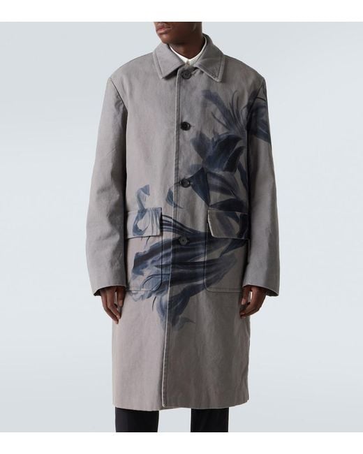 Dries Van Noten Gray Randale Floral Cotton Trench Coat for men