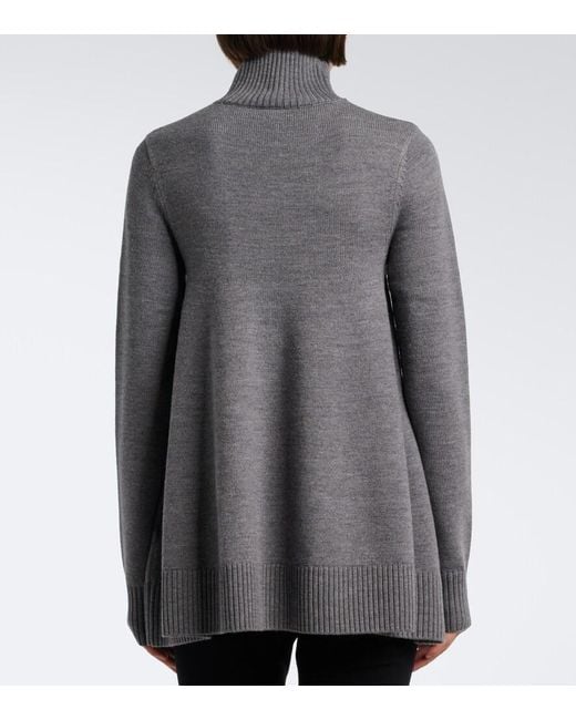 Totême Gray Flared Wool Turtleneck Sweater
