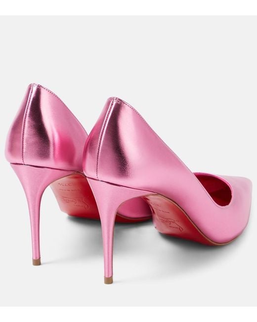 Christian Louboutin Pink Iriza 85 Metallic Leather Pumps