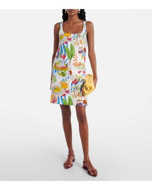 Farm Rio White Bedrucktes Minikleid Aus Leinen