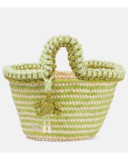 ALÉMAIS Metallic Dee Dee Small Raffia Tote Bag