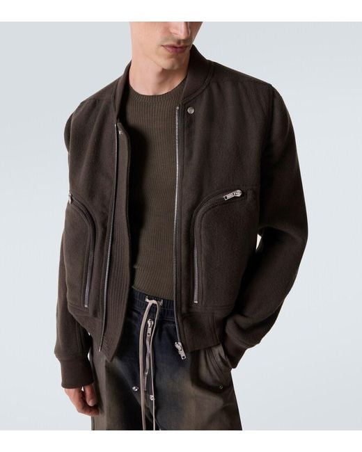 Rick Owens Black Virgin Wool Bomber Jacket for men
