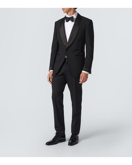 Dolce & Gabbana Black Wool And Silk-Blend Tuxedo Pants for men