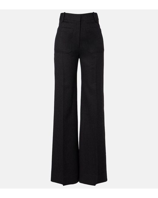 Victoria Beckham Black Alina Virgin Wool Flared Pants