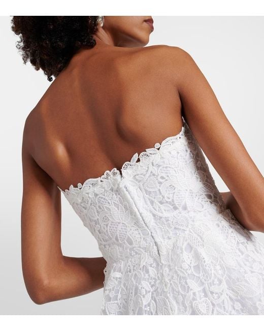 Vestido Midi De Encaje Floral Carolina Herrera de color White