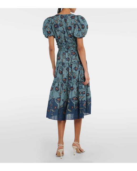 Vestido Midi Eloisa En Mezcla De Algodon Ulla Johnson de color Blue