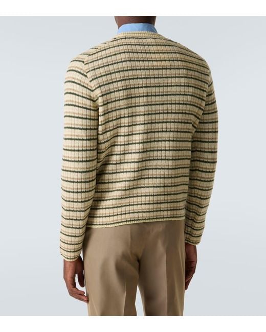 Auralee Natural Striped Wool And Cashmere Sweater for men