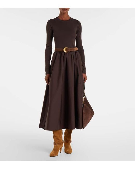 Polo Ralph Lauren Brown Cotton Midi Dress