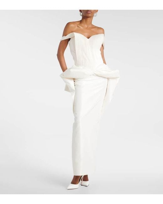 Danielle Frankel White Bridal Daphne Silk Taffeta Gown