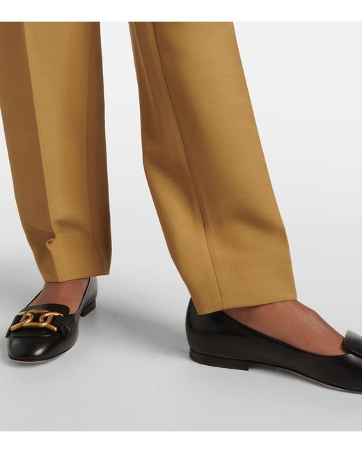 Tod's Natural Virgin Wool Straight Pants
