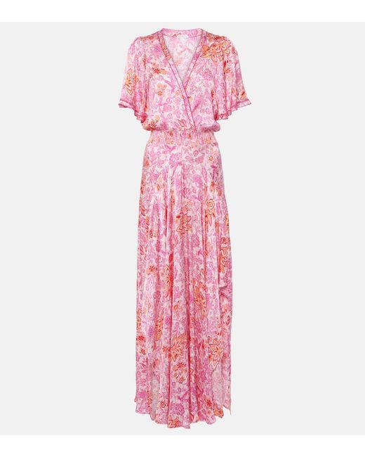Poupette Pink Mabelle Floral Satin Maxi Dress