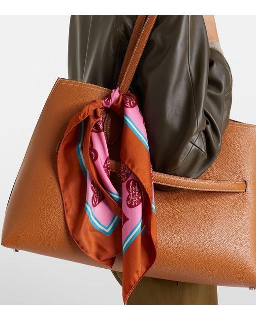 Max Mara Red Printed Silk Twill Scarf