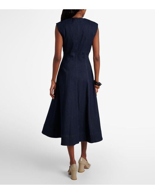Veronica Beard Blue Dulce Cotton-Blend Denim Midi Dress
