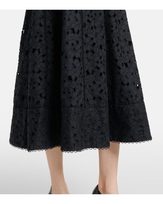 Rebecca Vallance Black Kitsu Broderie Anglaise Midi Dress