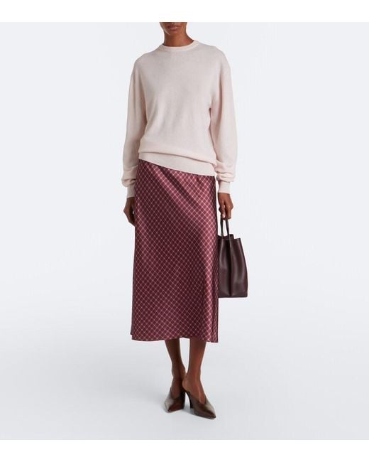 Vince Purple Plaid Satin Midi Skirt