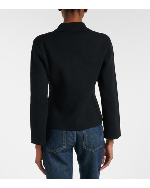 Saint Laurent Blue Waffle-Knit Wool Cardigan
