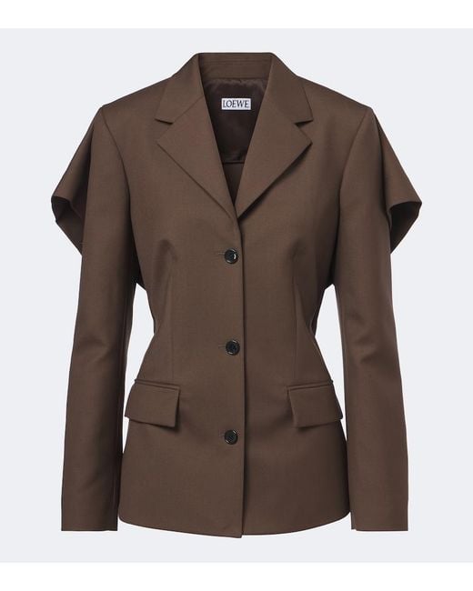 Loewe Brown Caped Wool Blazer