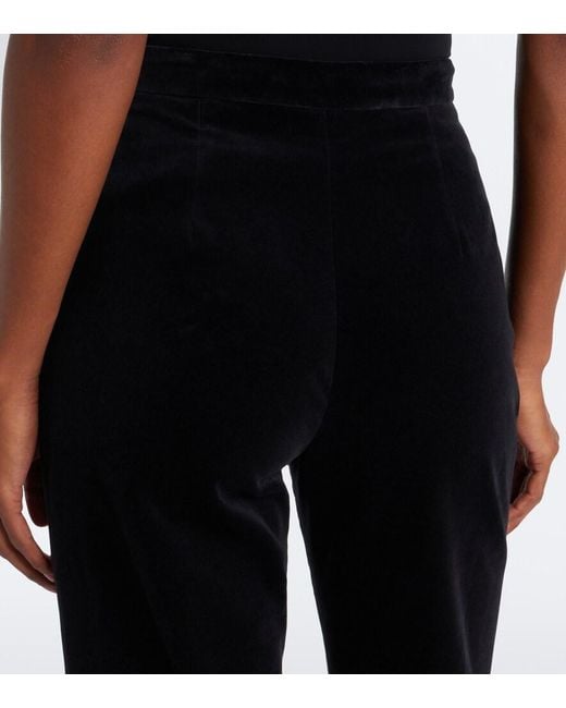 Costarellos Black Avice Cotton Velvet Flared Pants