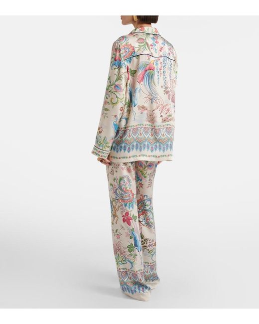 Etro White Floral Wide-Leg Pants