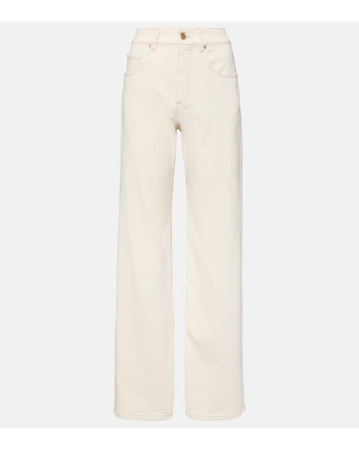 Brunello Cucinelli Natural Garment-dyed Wide-leg Jeans