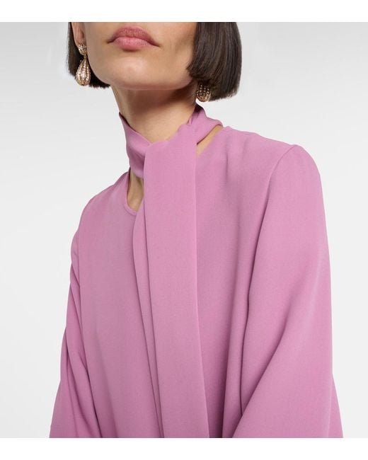Valentino Purple Cady Couture Feather-Trimmed Gown