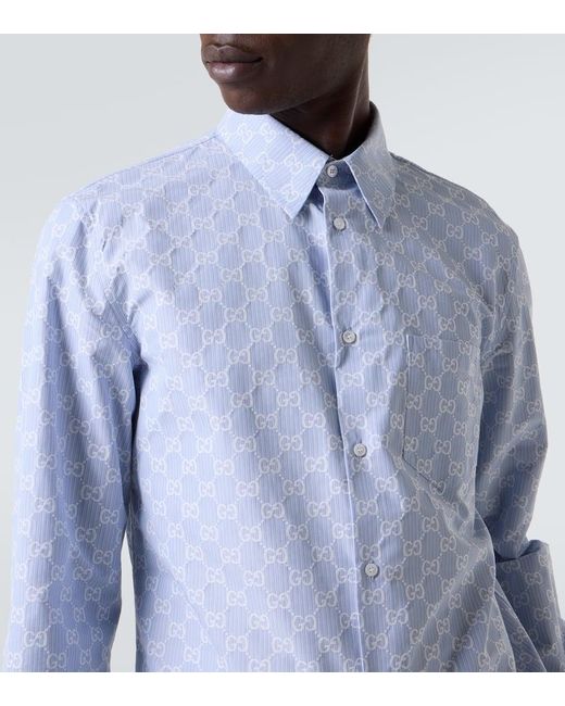 Gucci Hemd Gg Aus Baumwolle Und Seide in Blue für Herren