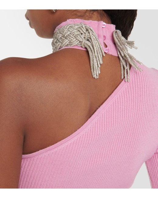GIUSEPPE DI MORABITO Pink Embellished Wool-Blend Maxi Dress