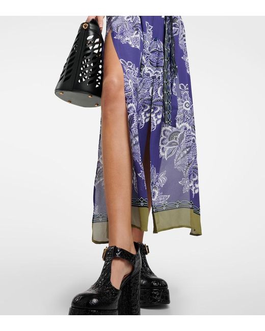 Etro Blue Floral Bandana Print Chemisier