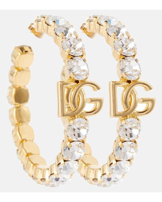 Dolce & Gabbana Metallic Embellished Hoop Earrings
