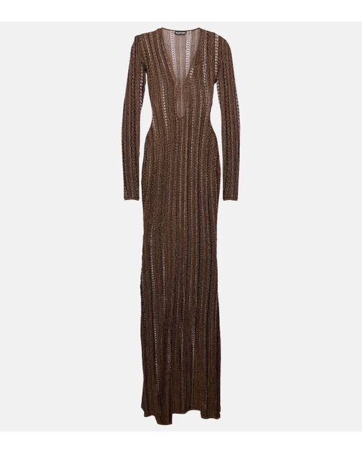 Tom Ford Brown Cutout Gown