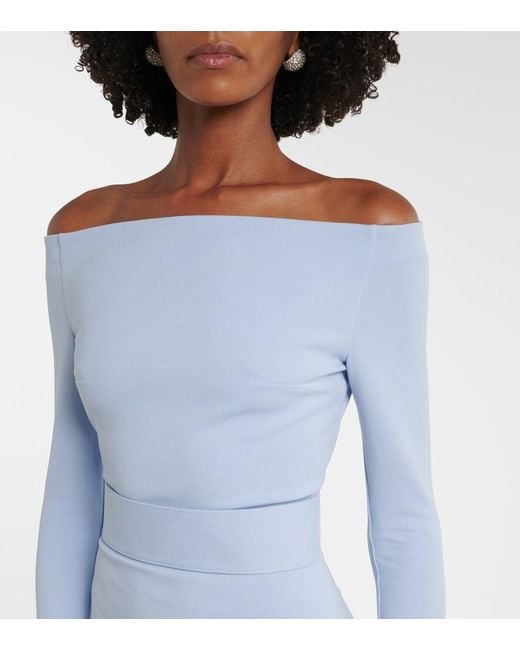 Solace London Blue Sabina Off-Shoulder Gown