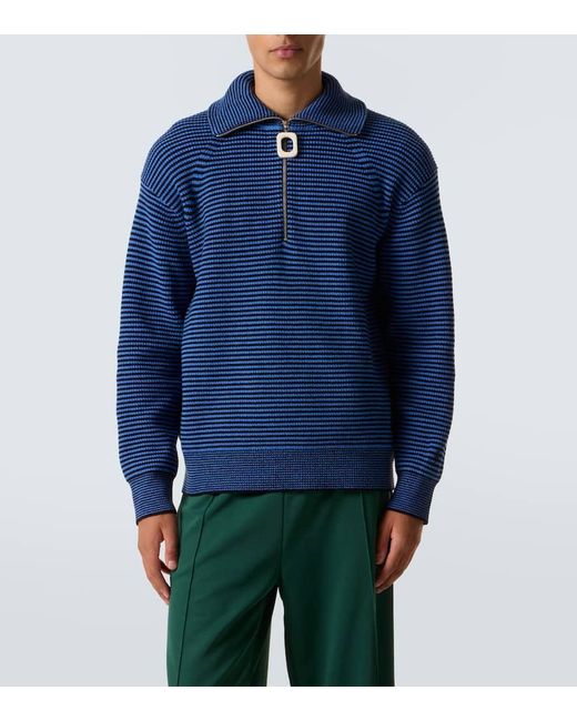 J.W. Anderson Blue Striped Half-Zip Sweater for men