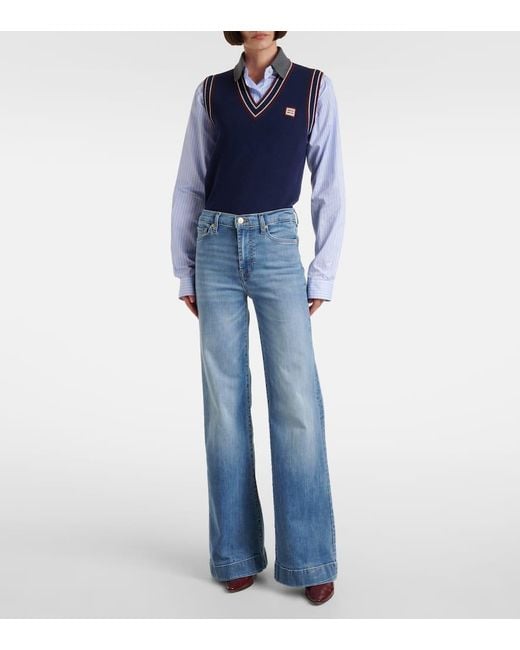 7 For All Mankind Blue Modern Dojo Wide-Leg Jeans