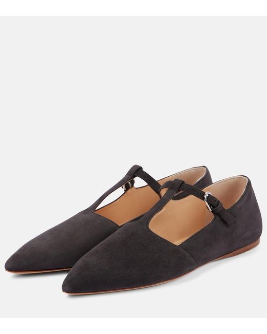Gabriela Hearst Black Lola Suede Ballet Flats